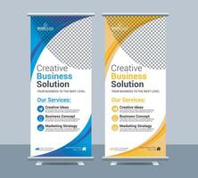 Business roll up display standee for presentation template vector