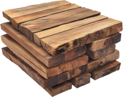 Stacked wooden beams with textures and weathered appearance, showcasing warm tones and rustic charm. Solid and dense timbers. png