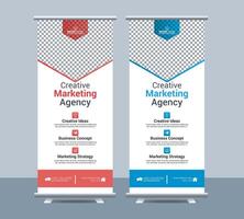 Business roll up display standee vector
