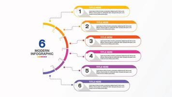 Half circle 6 process, Infographic for presentation vector