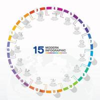 Circle infographic 15 step. vector