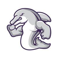 Empowering Dolphin Mascot Design for Strength vector