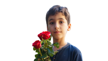A boy holding a rose in front of him png