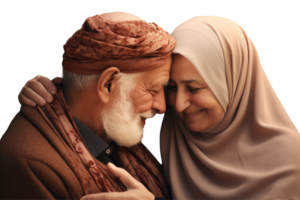 An elderly couple embracing each other png
