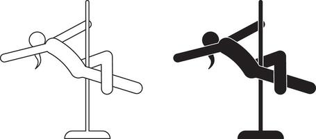 outline silhouette Pole dancer icon set vector