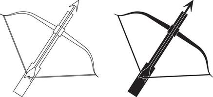 outline silhouette top view crossbow icon set vector
