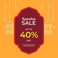 Ramadan sale banner template for promotion. beautiful flat design with lantern and decoration vector