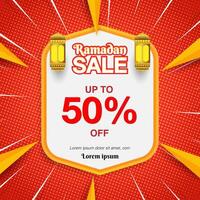 Ramadan sale banner template for promotion with beautiful lantern and decorations background vector
