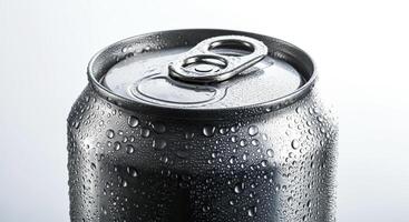 Chilled and refreshing, this close-up of a frosty can captures the essence of pure refreshment photo