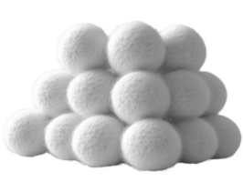 Soft white felt balls arranged in pyramid shape, creating cozy and inviting look png