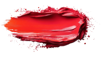 Bright red paint smear with texture and splatter effects, showcasing vibrant color and artistic expression png