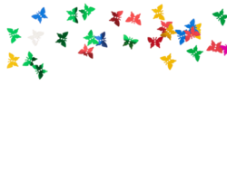 Colorful butterflies in various shades fluttering against transparency background, creating vibrant and lively atmosphere png