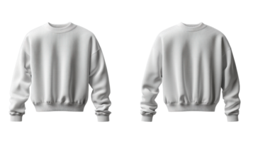 plain white sweatshirt displayed from two angles, showcasing its design and fit png