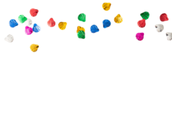 Colorful confetti scattered on transparency background, creating festive atmosphere png