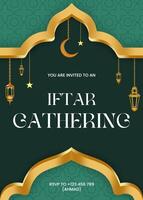 Green and Gold Iftar Invitation template