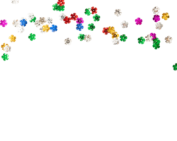Colorful flower shapes scattered on transparency background create vibrant and playful atmosphere png