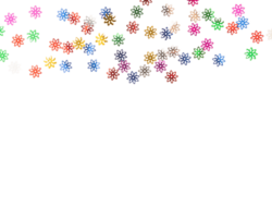 Confetti Colorful flower shapes scattered on transparency background create vibrant design. png