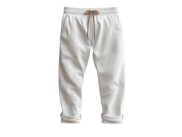 Comfortable white jogger pants with drawstring waist and rolled cuffs. Perfect for casual wear or lounging png