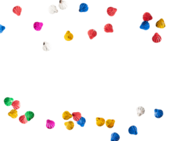 Colorful decorative shells scattered on transparency background create vibrant and playful atmosphere png