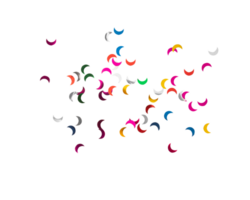 Colorful crescent shapes scattered on transparency background create vibrant visual effect png