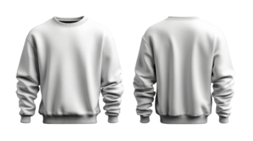 Plain White sweatshirt with long sleeves, front and back view, casual wear png