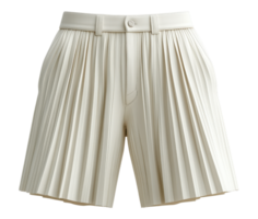Stylish pleated shorts in cream color, perfect for summer fashion png