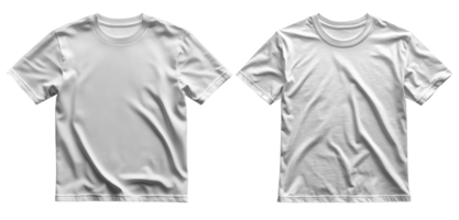 Plain white t shirts displayed on transparency background, showcasing different styles and textures png