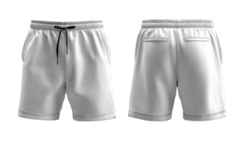 Plain White athletic shorts with pockets and drawstring png