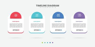Business infographic template. 4 option timeline journey. Process diagram, 4 options on white background, Infograph elements vector