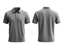 Gray polo shirt with front and back views, perfect for casual wear png