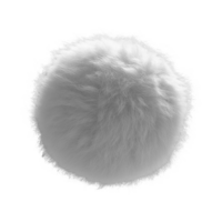 Fluffy white sphere with soft texture and fuzzy appearance, isolated on transparency background png