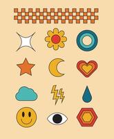 Illustration set element retro unique design vector