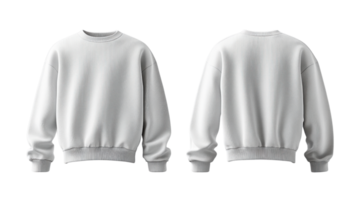 plain white sweatshirt displayed from front and back, showcasing its simple design and comfortable fit png
