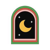 Illustration arc gate retro with night sky view vector