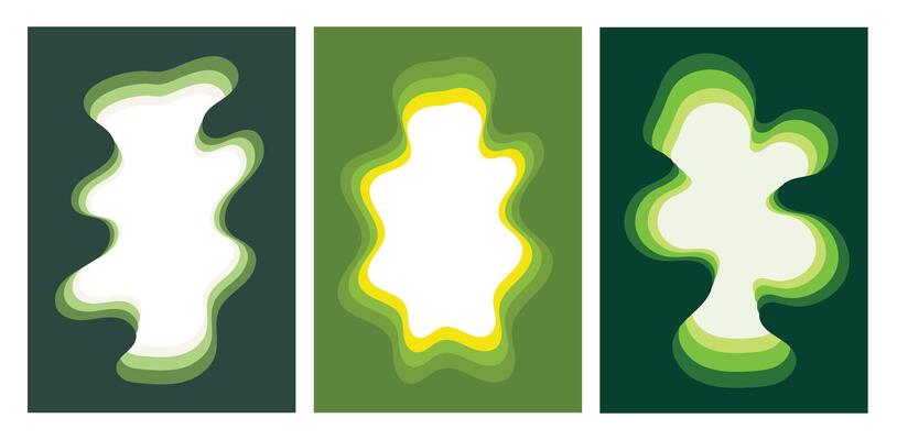 Illustration design template green cut out unique abstract