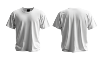 plain white t shirt displayed from front and back views, showcasing its simple design and fabric texture png