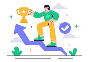 Career Ladder and Personal Growth Concept in Flat Style Design vector