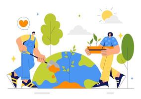 Nature Conservation Illustration with Greenery and Forest Growth vector