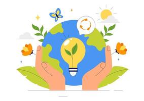 Planting Trees Illustration for Saving Forests and Reducing Carbon Footprint vector