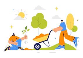 Climate Action Illustration of Reforesting the Planet for a Greener Future vector