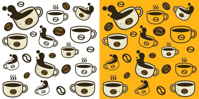 Pattern design of a coffee cup on a white background