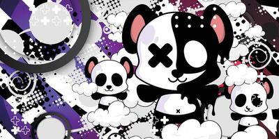 Black and white grunge background with panda object vector