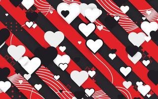 Dark geometry background with love object and red lines vector