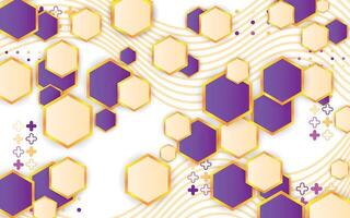 Gold hexagon geometry design with trendy background vector