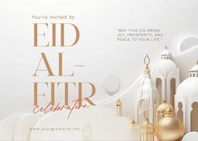 White Gold Eid Al Fitr Celebration Invitation template