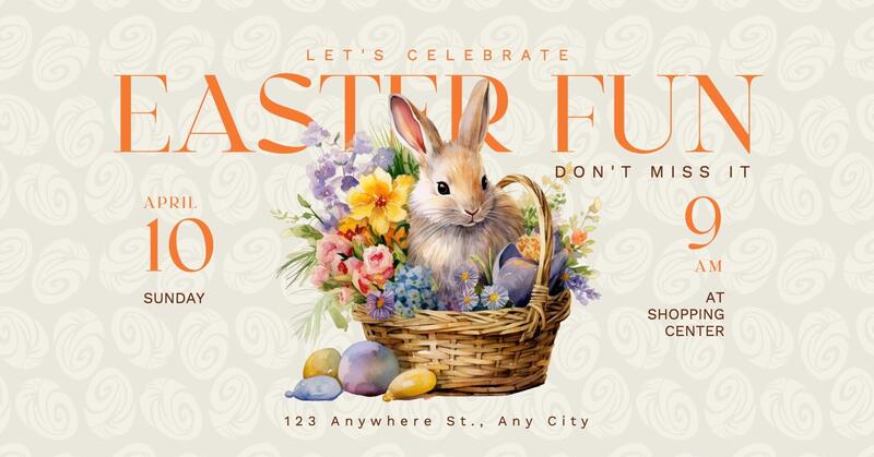 Beige Orange Easter Fun Event Facebook Ad