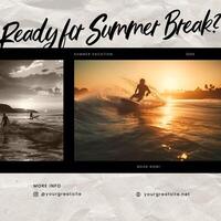 Summer Break Vacation Ad Post with Summer Sunset Surfing for Instagram template