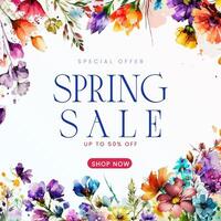 Blue Flower Illustration Spring Sale Instagram Post template