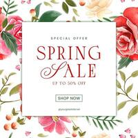 Pink Flower  Illustration Spring Sale Instagram Post template