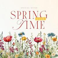 Red Flower Illustration Spring Sale Instagram Post template